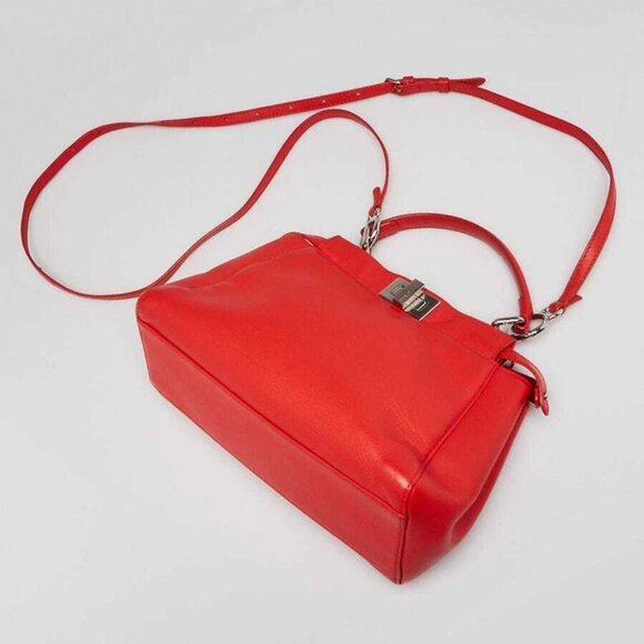 Fendi Red Nappa Leather Mini Peekaboo Satchel Bag 8BN244 - Picture 3 of 11